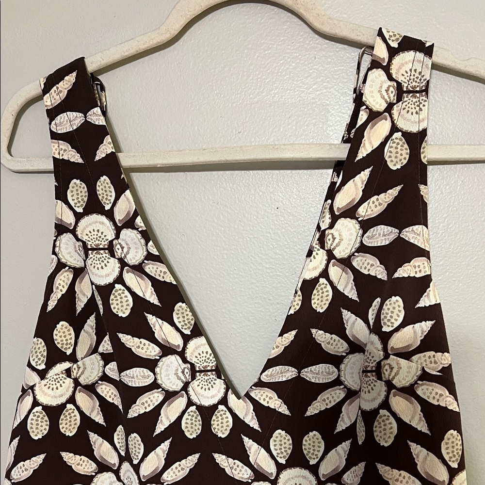 Hill House XXS Brown Floral Sleeveless Top Deep V Lightweight Summer Dress - Picture 4 of 10